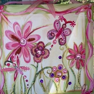 Cute pink flowers sign